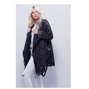 Free People Fringe Wrap Blanket Coat Size Small